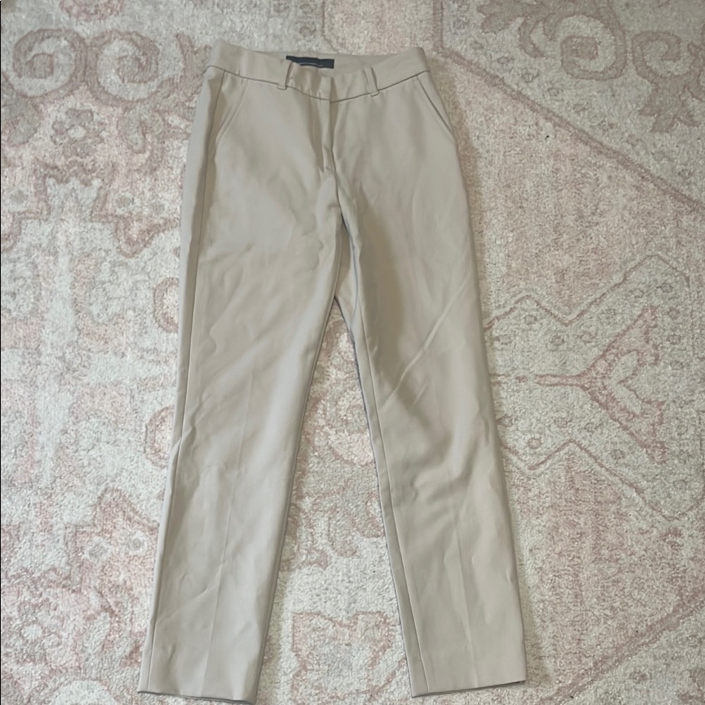 Cream Straight Leg Slacks